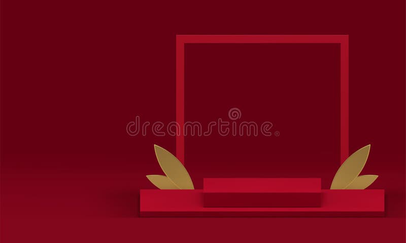 3d красный люксовый пьедестал пьедестал с квадратной рамкой настенного фона для продукта показать реалистичный вектор иллюстрация штока