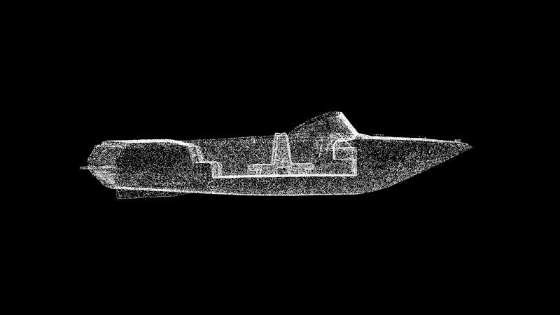 3d моторная лодка на черном фоне. концепция водного транспорта. развлечения и развлечения. коммерческая реклама бесплатная иллюстрация