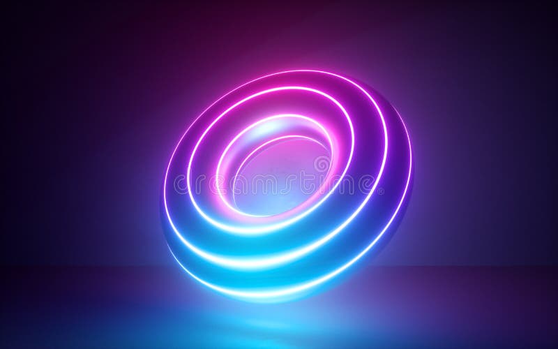 3d представляют, абстрактная предпосылка с накаляя неоновой формой тор бесплатная иллюстрация