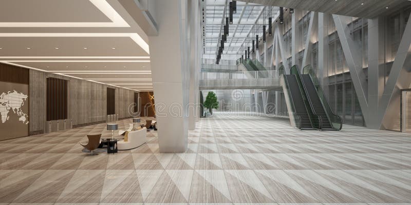 3d представляют лобби гостиницы бесплатная иллюстрация