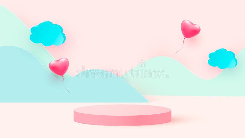 3d представляют фона или текстуры этапов Валентина розовой любви пастельных. В светлых пастельных фона трибуны или пьедестала иллюстрация штока