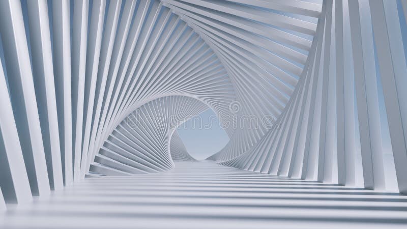 3d, представляющих абстрактной футуристическую фон. Белый спиральный туннель иллюстрация вектора