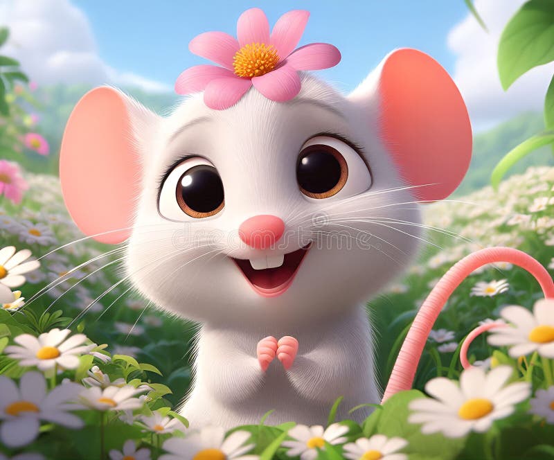 3d рендер милой мультипликационной мыши. персонаж для мультфильма иллюстрация штока