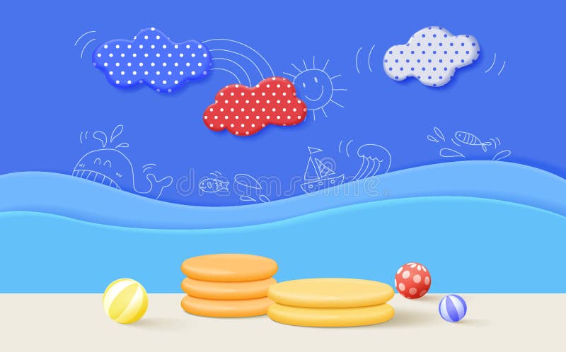 3d-рендеринг с морской концепцией для детей или детская продукция иллюстрация штока