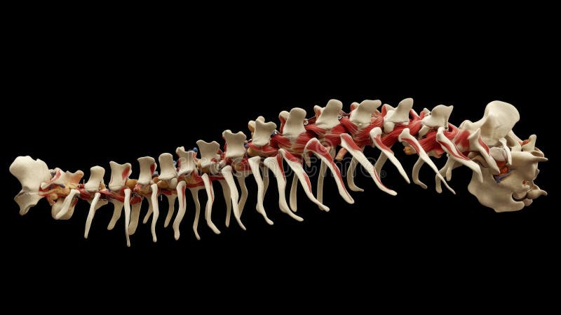 3D-рендерная модель позвоночника человека с детальными анатомическими характеристиками иллюстрация штока
