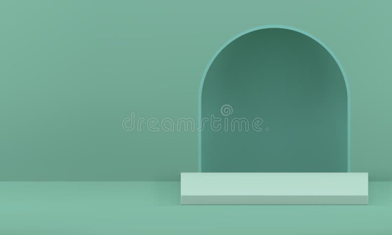 3d светло-зеленая пьедестал подиума с фоновым вектором на стене отверстия бесплатная иллюстрация