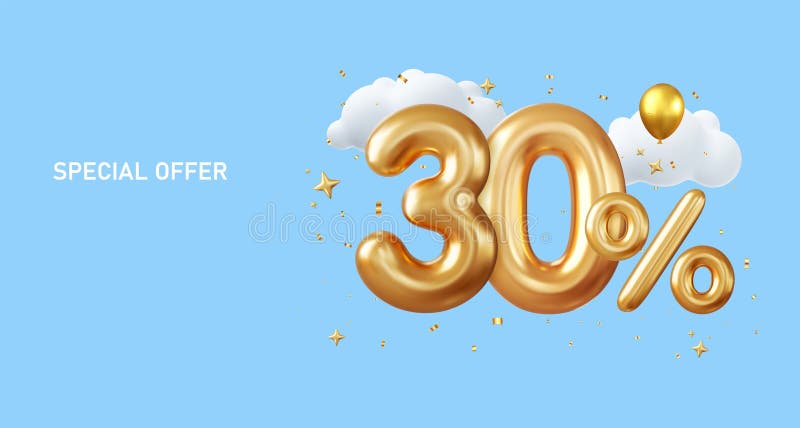 3d 30% скидка иллюстрация вектора