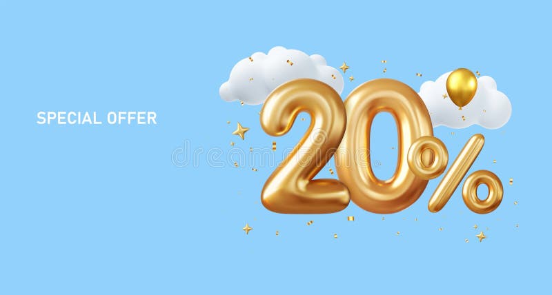 3d 20% скидка иллюстрация штока