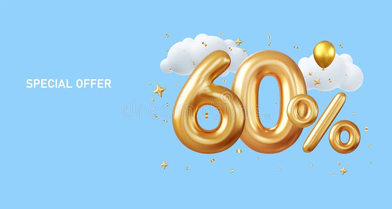 3d 60% скидка иллюстрация штока