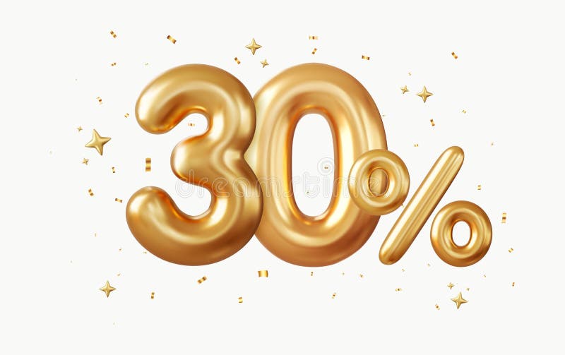 3d 30% скидка иллюстрация вектора