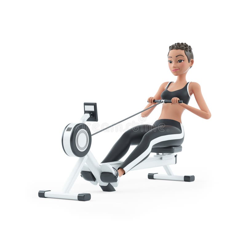 3d спортивное обучение женщин на гребной машине бесплатная иллюстрация