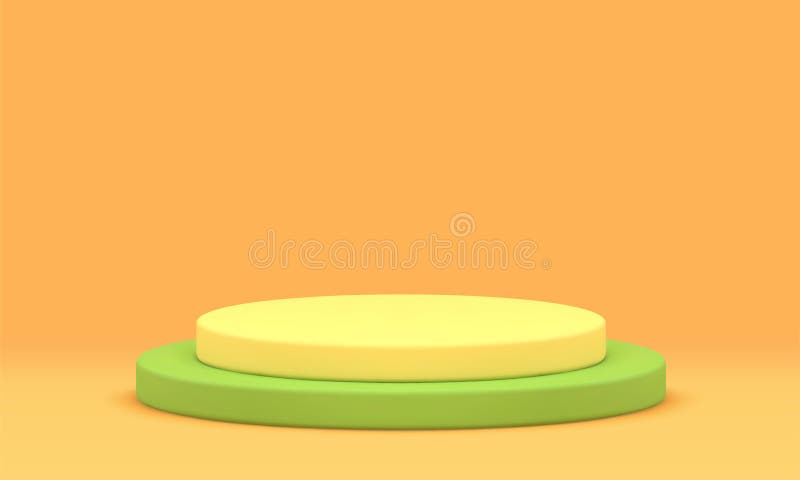 3d яркий цилиндр подиум сцена желтый зеленый перформанс платформа фоновый реалистичный вектор иллюстрация штока