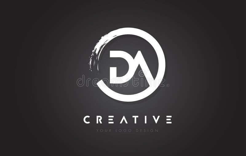 DA Circular Letter Logo with Circle Brush Design and Black Background. vector illustration