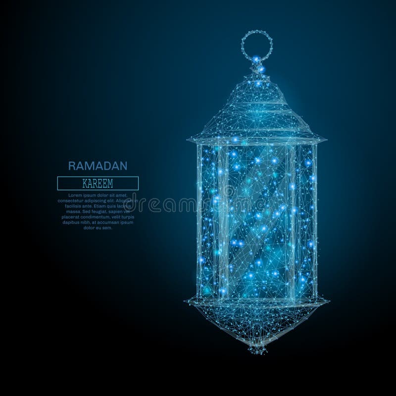 Lanterna do Ramadão, baixa poligonização, azul ilustração royalty free