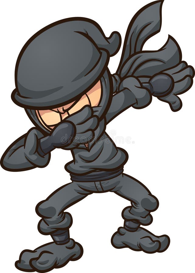 Dabbing ninja шаржа с черным костюмом иллюстрация вектора Dabbing ninja шаржа с черным костюмом иллюстрация вектора