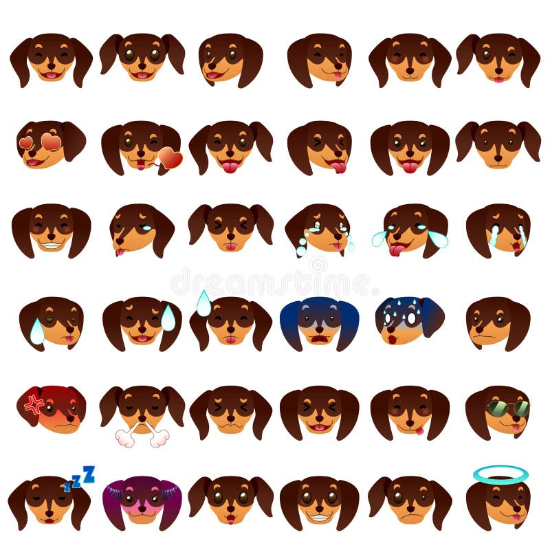 Dachshund Dog Emoji Emoticon Expression Stock Vector Illustration of