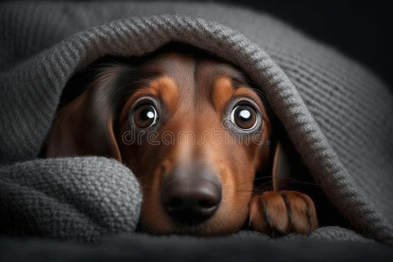 Dachshund Dog Nose Emerging from Blanket Illustration Generative Ai