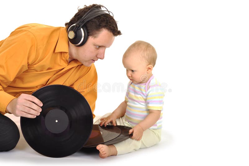 Dad with baby playing music