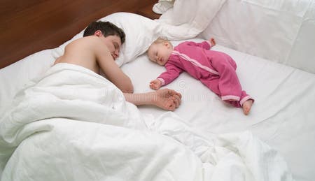 Dad and child are sleep stock photo. Image of sleep, baby - 20379160