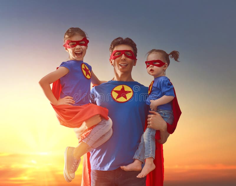 Dad and His Daughters are Playing Stock Photo - Image of adventure ...