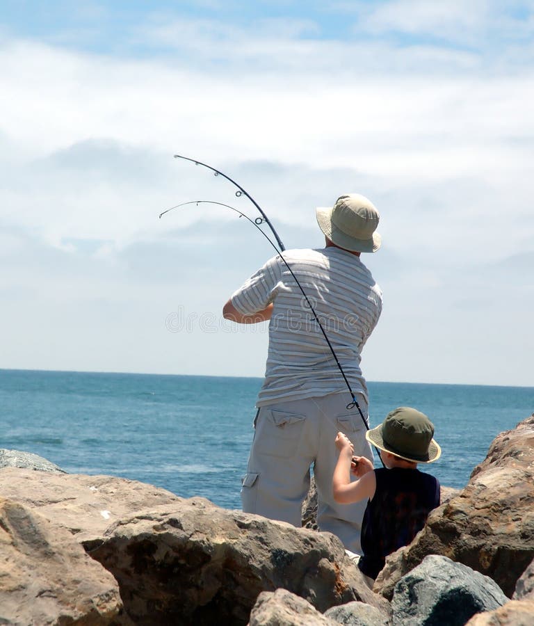 Dad and son fishing