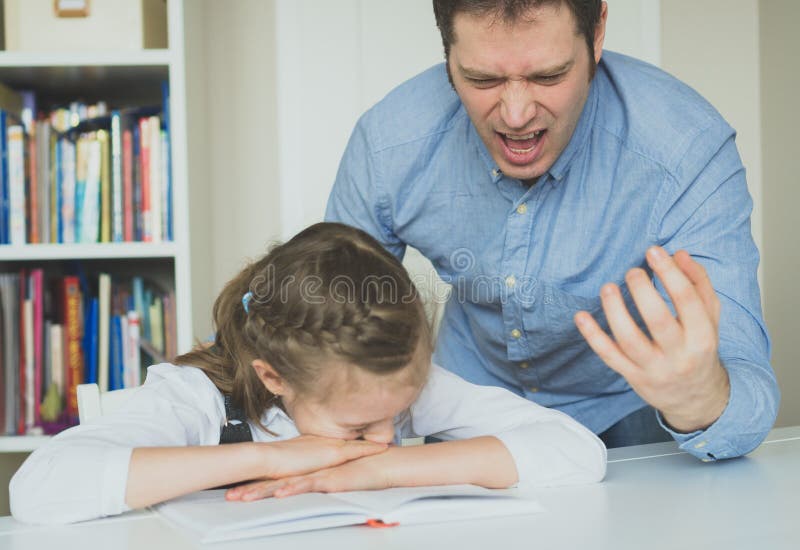 yelling at child doing homework