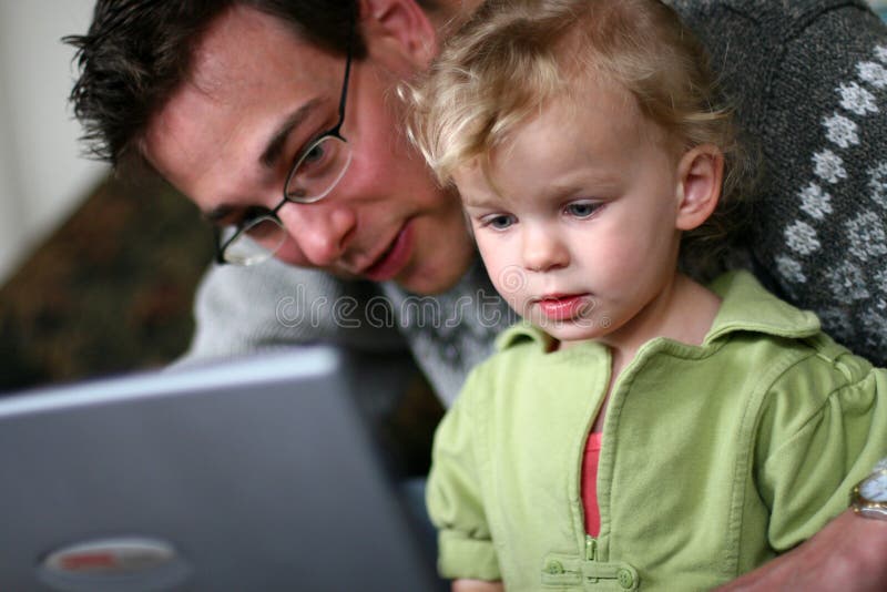 Daddy and Baby at Computer