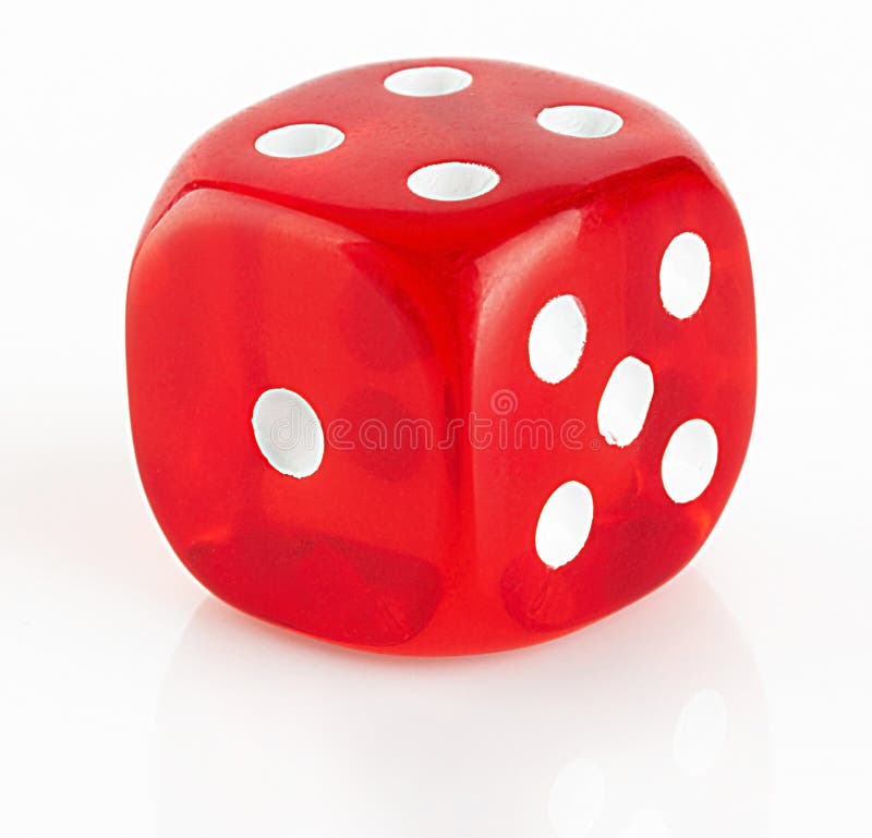 Red and white dice on a white background. Red and white dice on a white background