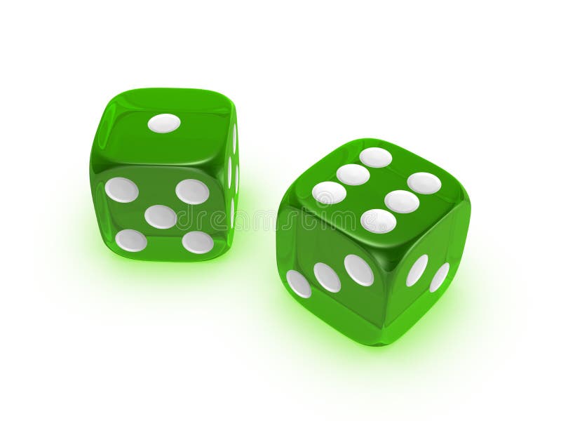 Dados verdes translúcidos en el fondo blanco libre illustration Dados verdes translúcidos en el fondo blanco libre illustration
