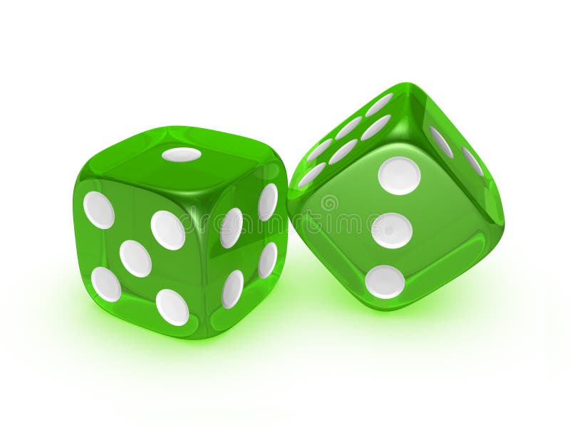 Dados verdes translúcidos en el fondo blanco libre illustration Dados verdes translúcidos en el fondo blanco libre illustration