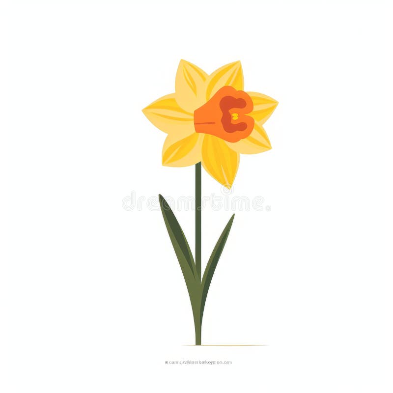 Minimalist Daffodil Illustration with Soft Pastel Colors Stock ...