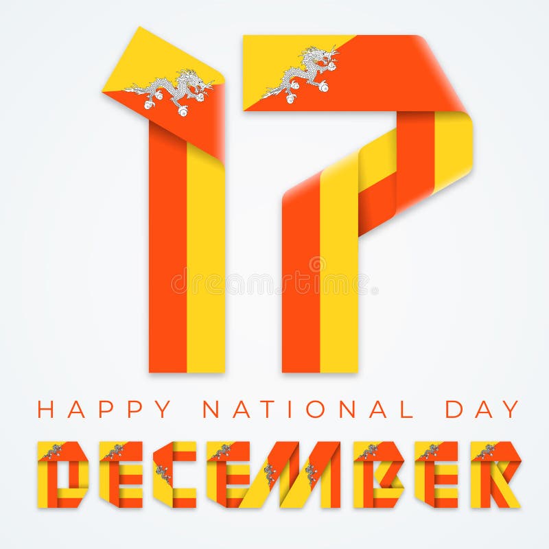 Dag van de bhutan - onafhankelijkheid op 17 december : gelukgewenst ontwerp met bhutanese vlaggen. vectorillustratie