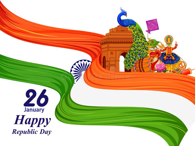26 Dag van de Republiek van Januari de Gelukkige van de achtergrond van India royalty-vrije illustratie 26 Dag van de Republiek van Januari de Gelukkige van de achtergrond van India royalty-vrije illustratie