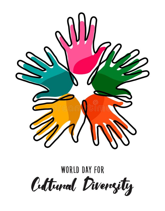 Dagaffisch för kulturell mångfald av mänskliga händer för färg