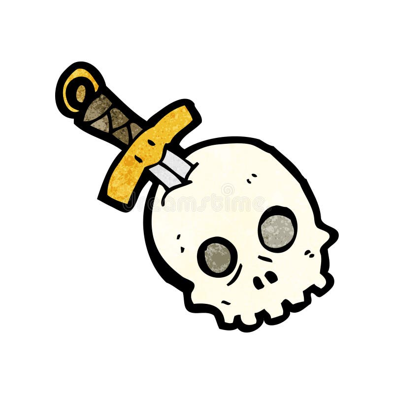 dagger in skull cartoon