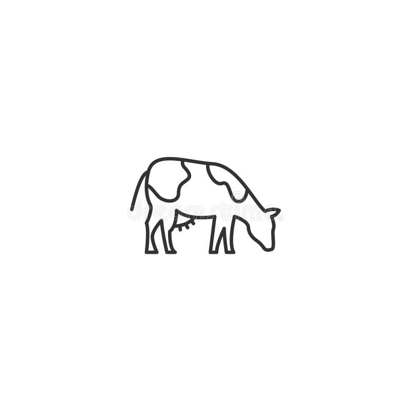 Dairy cow farm animal line icon. Country cattle