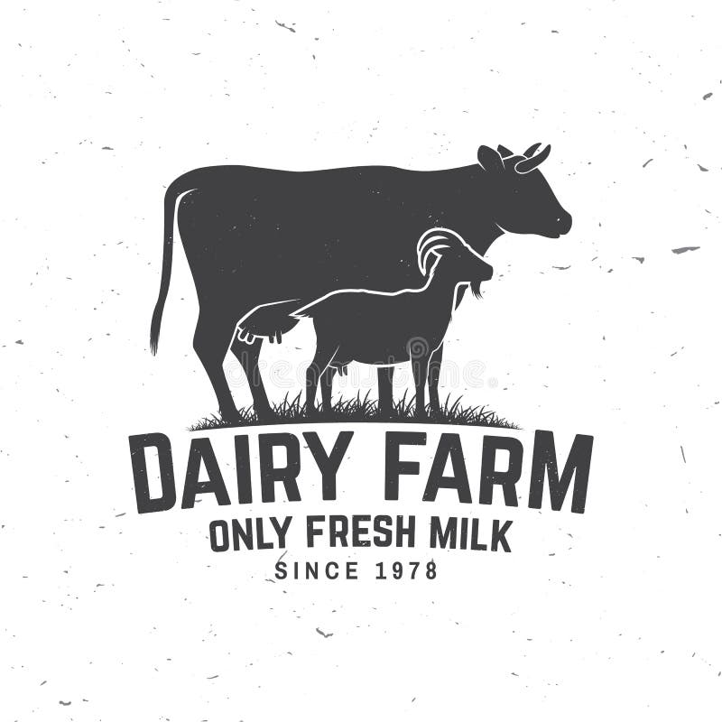 Dairy Farm. only Fresh Milk Badge, Logo on the Chalkboard. Vector ...