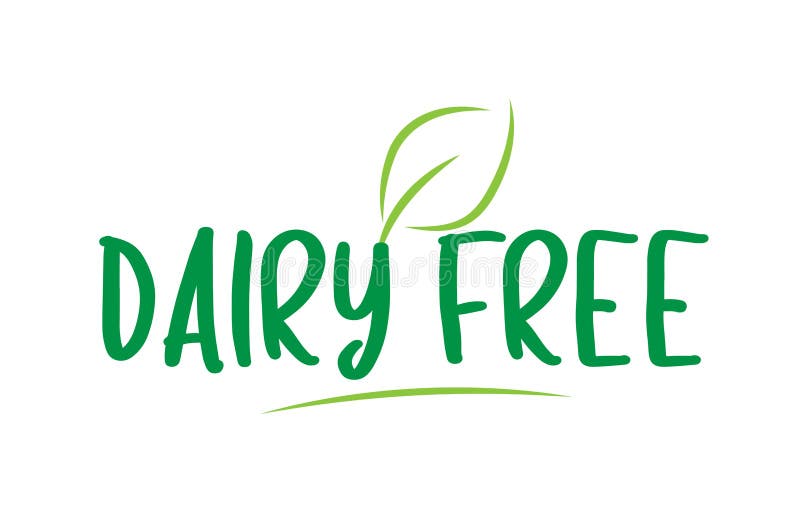 Dairy Free Word Font Text Typographic Logo Design with Green Lea Stock