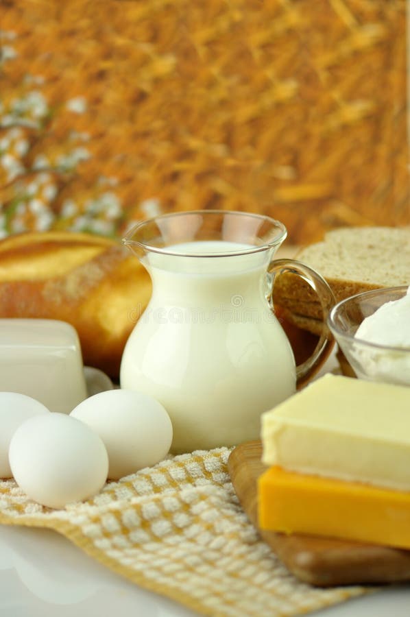 Fresh Eggs and Dairy Products Stock Image Image of curd, glass 4062381