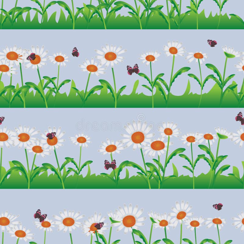 Daisy wit horizontaal naadloos patroon royalty-vrije illustratie Daisy wit horizontaal naadloos patroon royalty-vrije illustratie