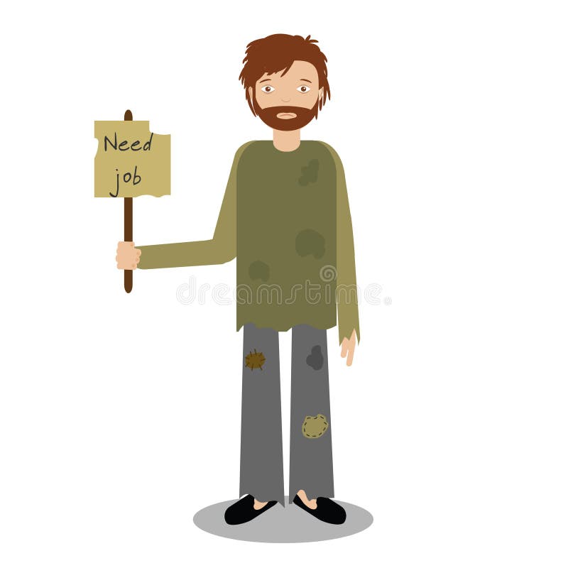 Dakloze mens die voor baan bedelen Vector illustratie royalty-vrije illustratie Dakloze mens die voor baan bedelen Vector illustratie royalty-vrije illustratie