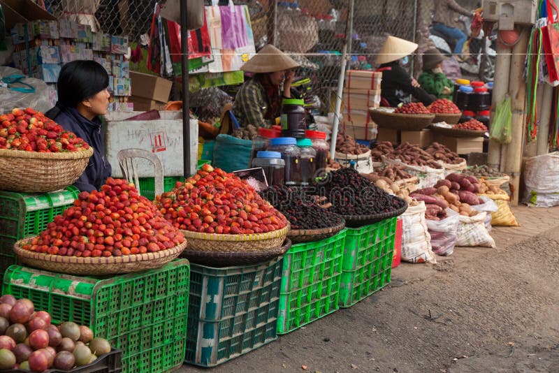Dalat, Straßenfuß, lokale Obst und Gemüse Markt in Vietnam lizenzfreies stockfoto Dalat, Straßenfuß, lokale Obst und Gemüse Markt in Vietnam lizenzfreies stockfoto