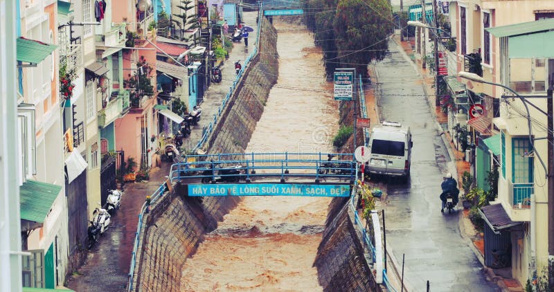 Dalat, Vietnam - Mar 21, 2019. Heavy rain in Dalat Highlands, Vietnam.