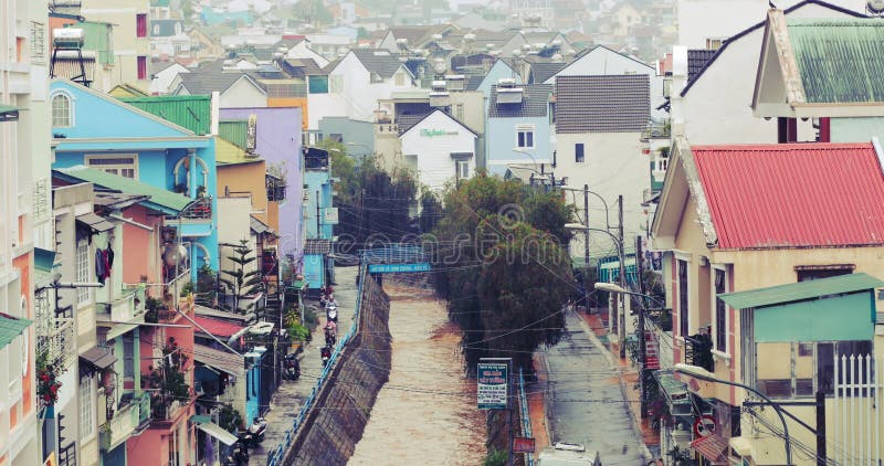 Dalat, Vietnam - Mar 21, 2019. Heavy rain in Dalat Highlands, Vietnam.