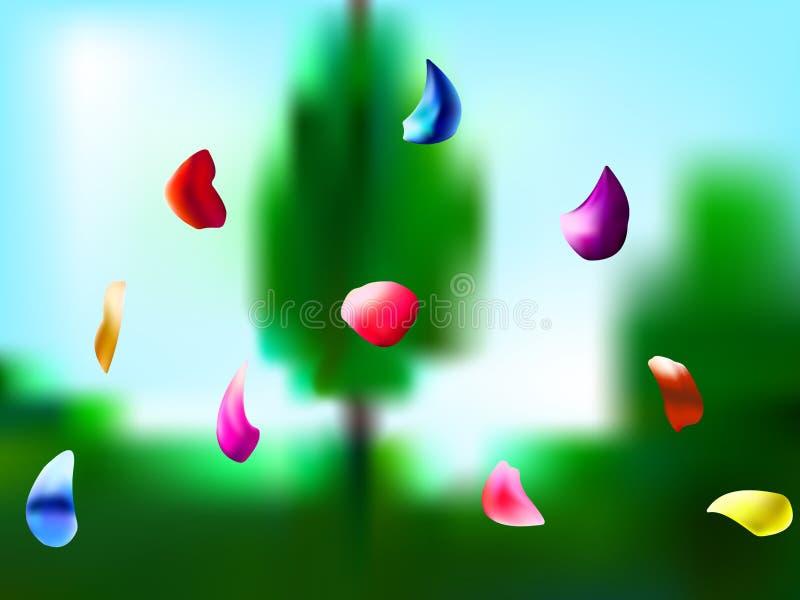 Dalende bloemblaadjes in de tuin vector illustratie Dalende bloemblaadjes in de tuin vector illustratie