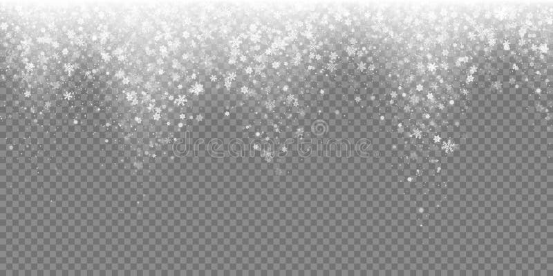 Dalende het patroonachtergrond van de sneeuwvlok De witte koude die textuur van de sneeuwvalbekleding op transparante achtergrond
