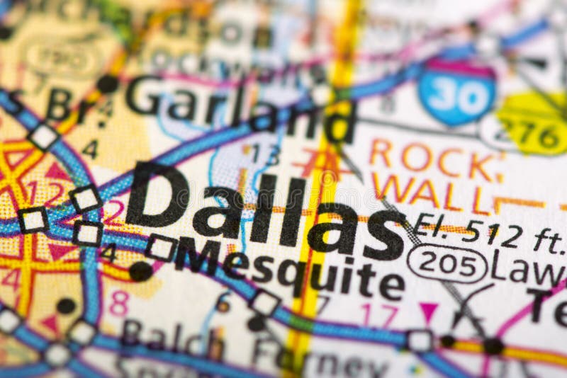 Dallas, le Texas sur la carte photo libre de droits Dallas, le Texas sur la carte photo libre de droits