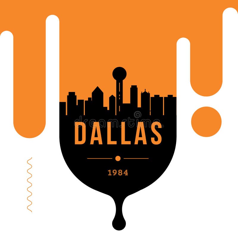 Dallas Modern  Banner Design with Vector Skyline Stock Illustration