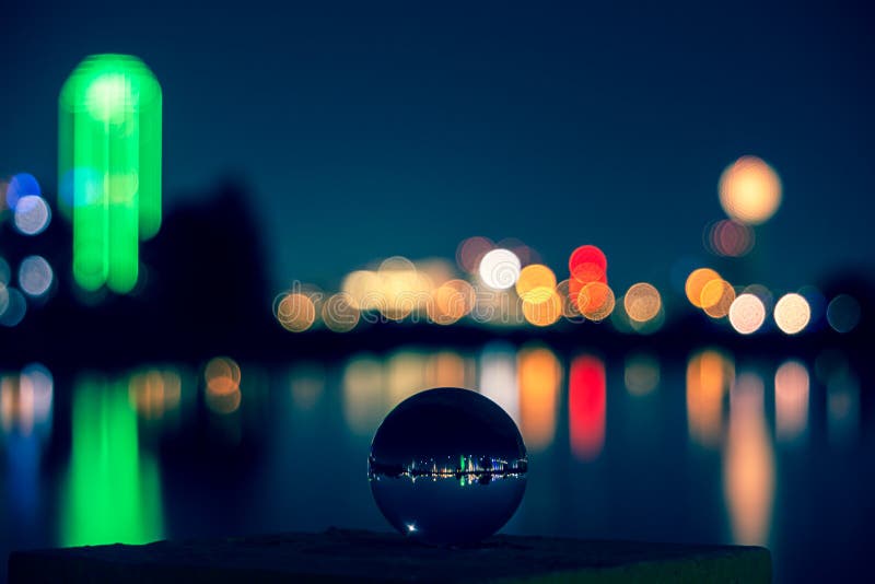Dallas Skyline in a Glass Ball Editorial Stock Image Image of bokeh