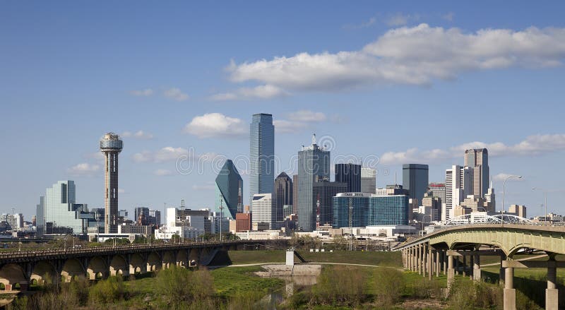 A Panorama View of Skyline Dallas at Sunny Day, Texas, USA. A Panorama View of Skyline Dallas at Sunny Day, Texas, USA